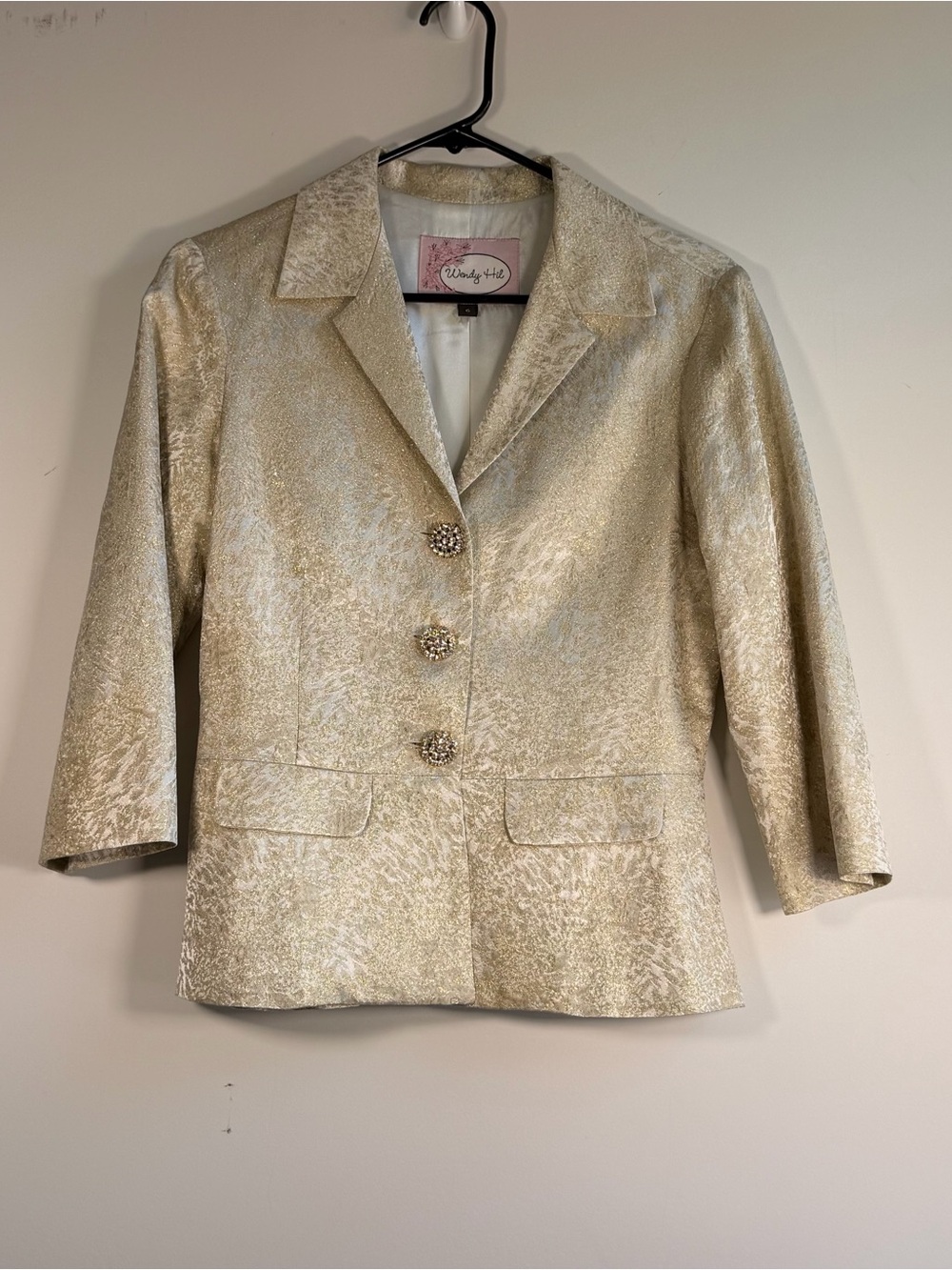 VTG Wendy Hil Shimmering Gold Three-Button Blazer